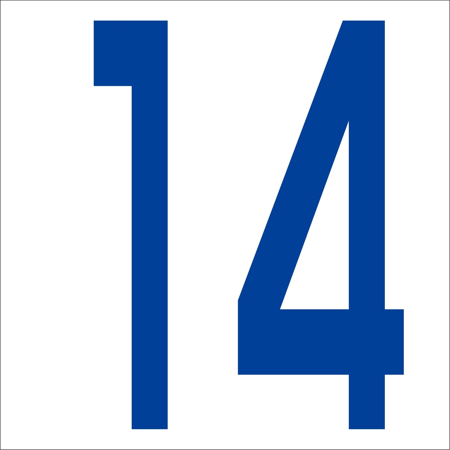 カッティングステッカー 数字14 文字高100mm 青