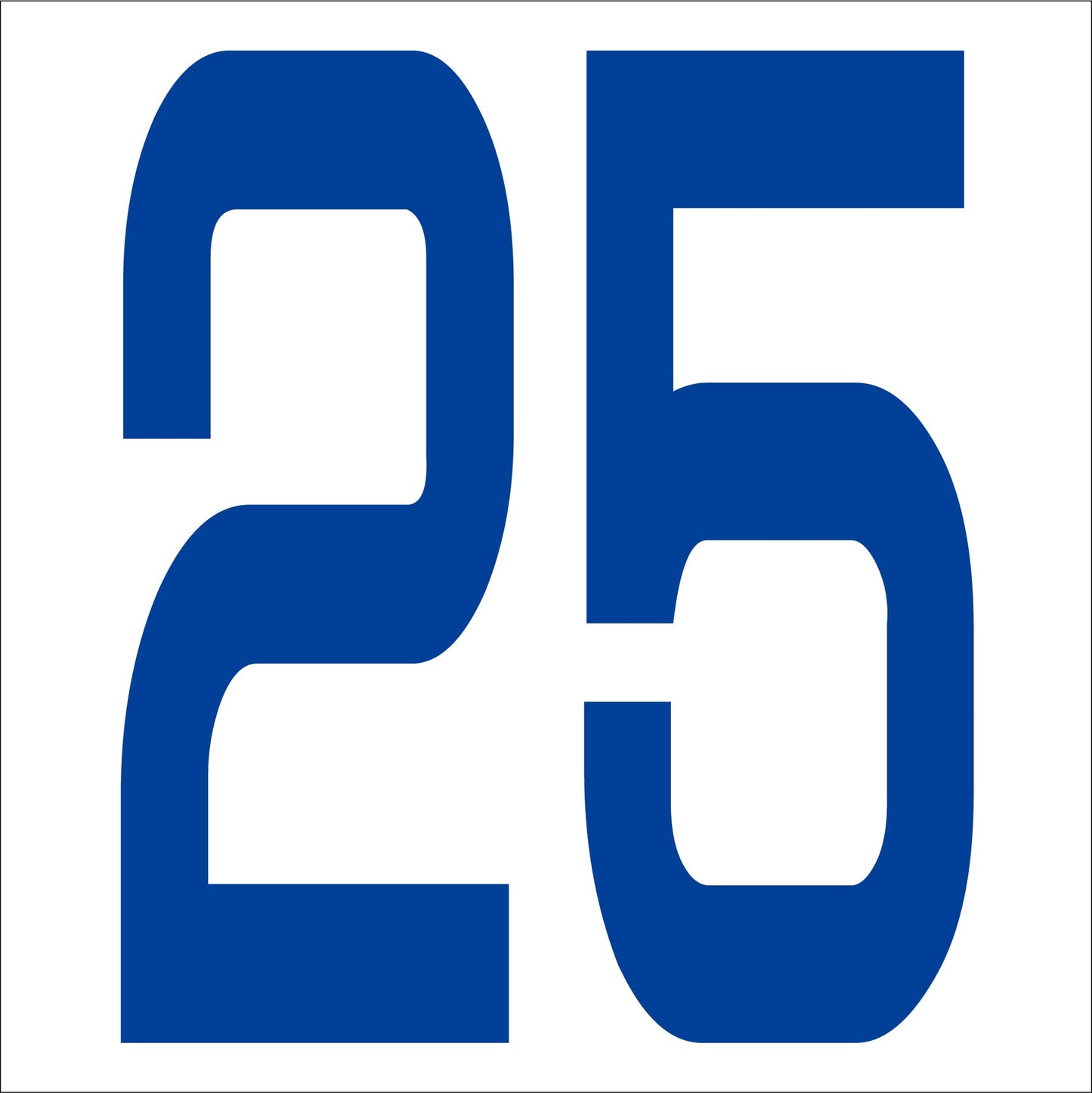 カッティングステッカー 数字25 文字高100mm 青