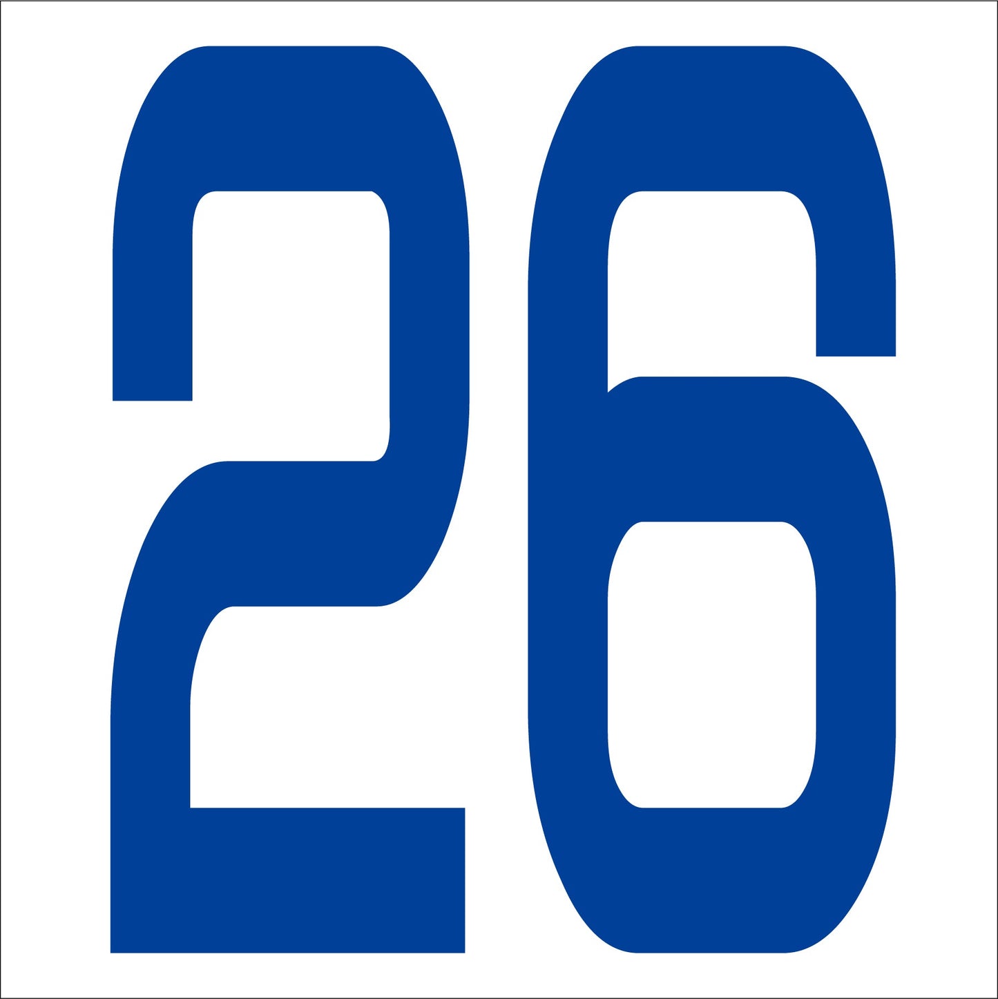 カッティングステッカー 数字26 文字高100mm 青