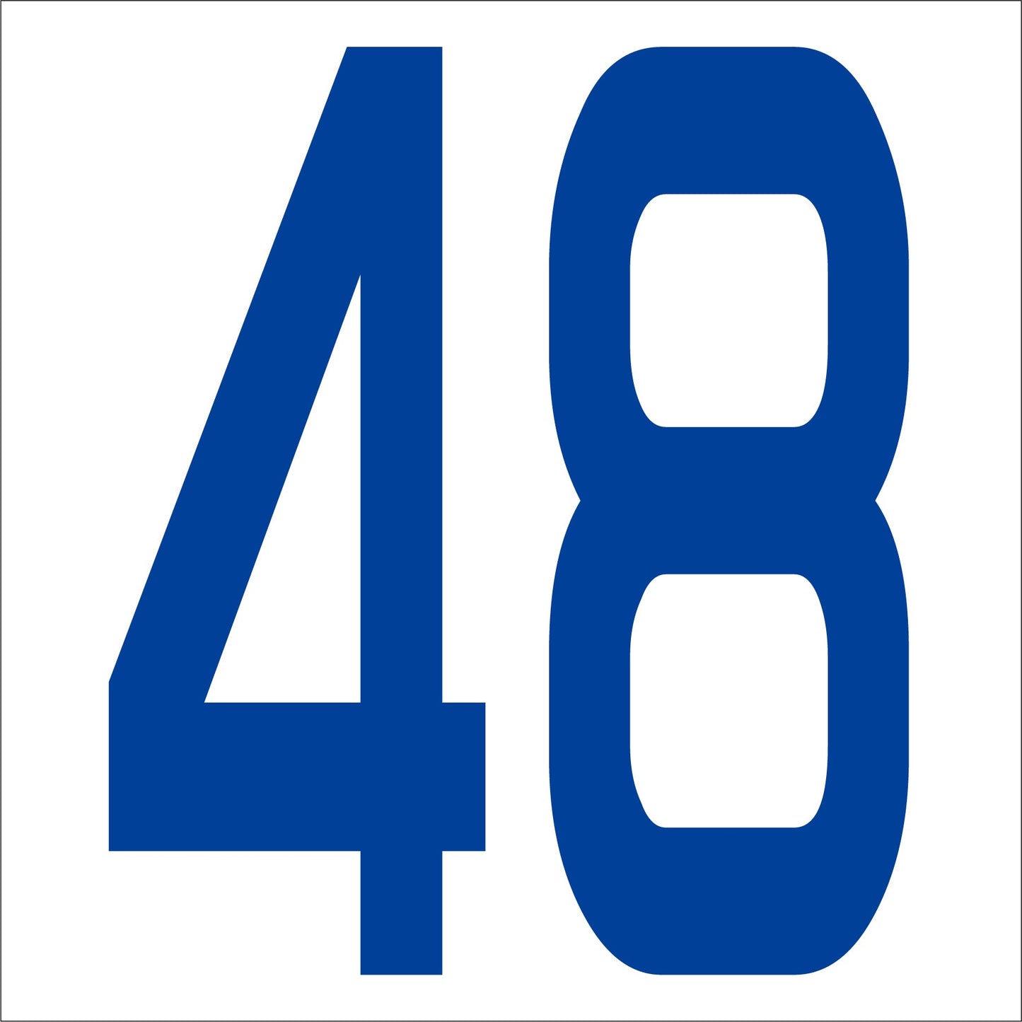 カッティングステッカー 数字48 文字高100mm 青