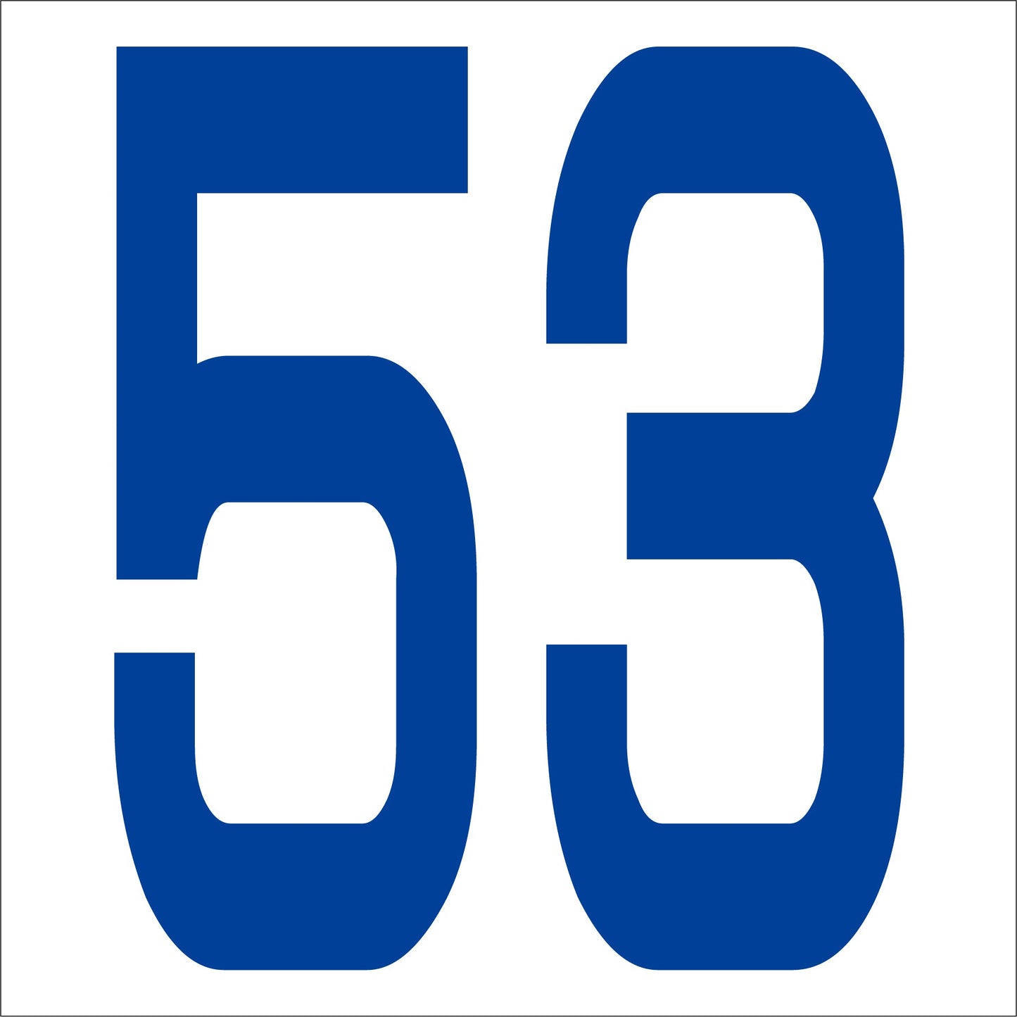 カッティングステッカー 数字53 文字高100mm 青