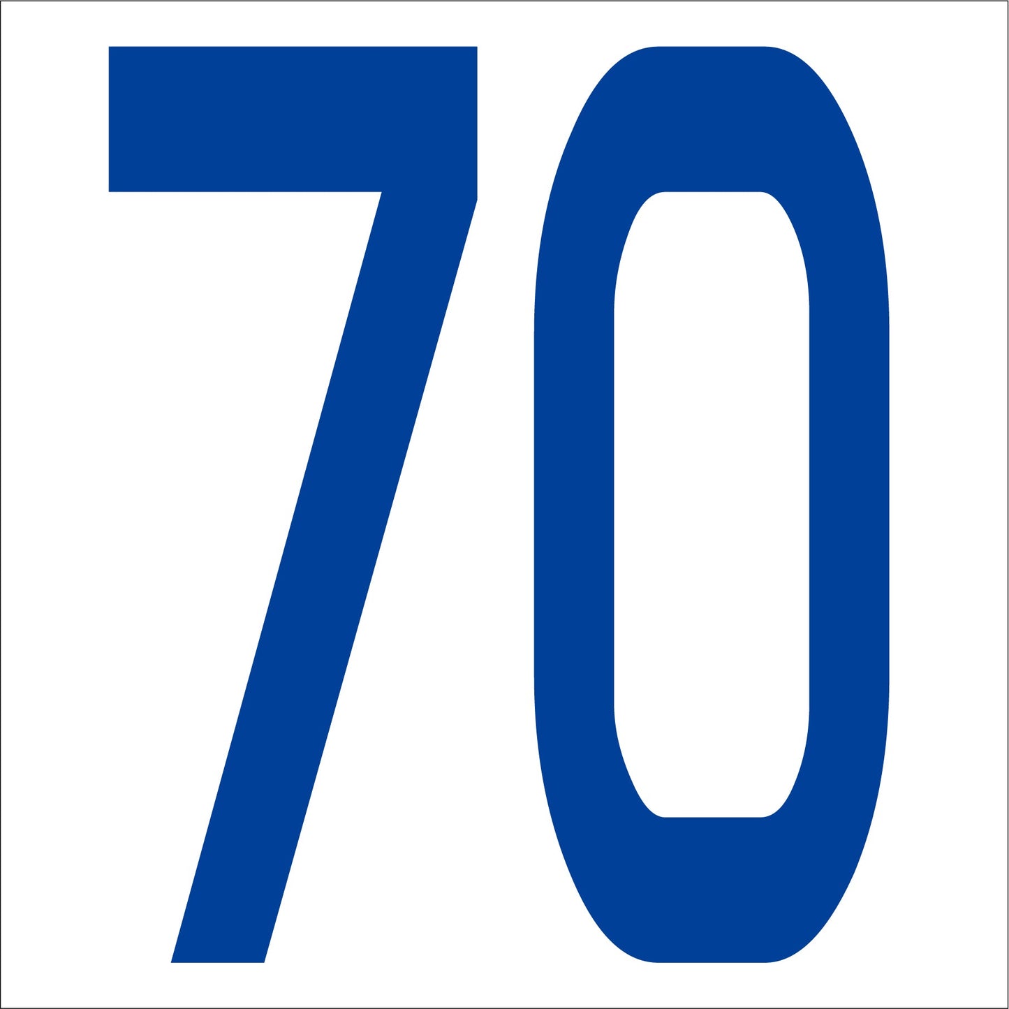 カッティングステッカー 数字70 文字高100mm 青