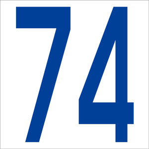カッティングステッカー 数字74 文字高100mm 青