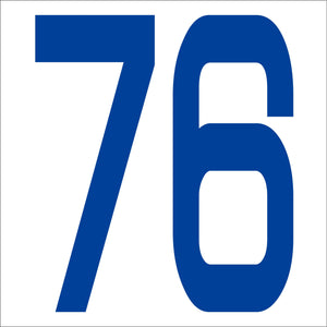 カッティングステッカー 数字76 文字高100mm 青