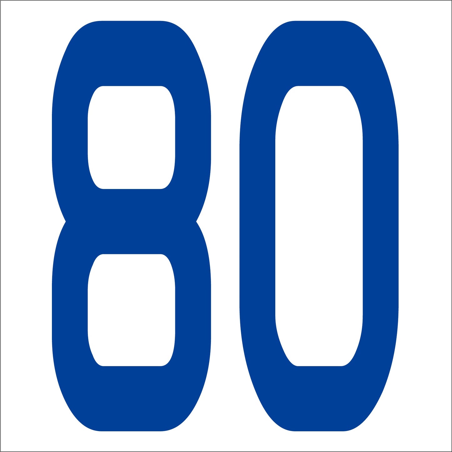 カッティングステッカー 数字80 文字高100mm 青