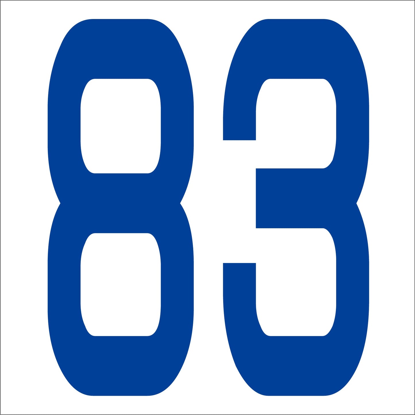 カッティングステッカー 数字83 文字高100mm 青