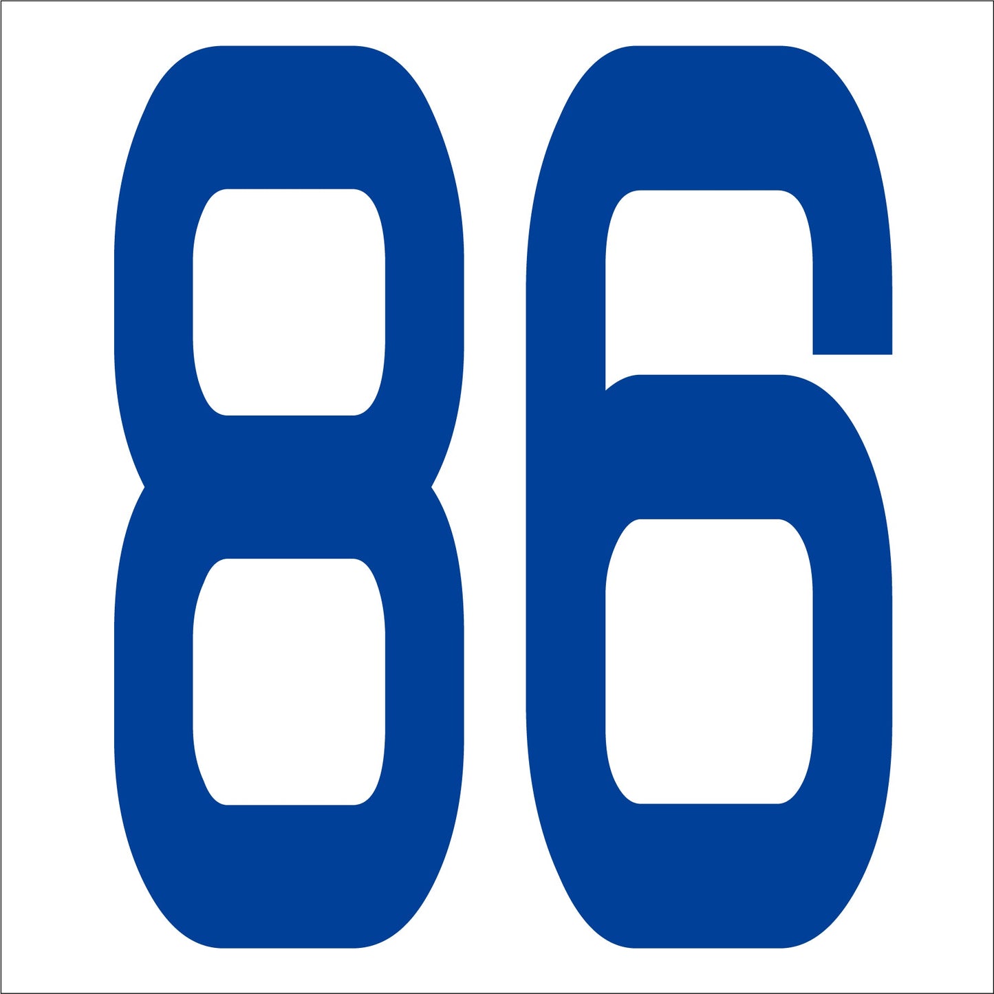 カッティングステッカー 数字86 文字高100mm 青