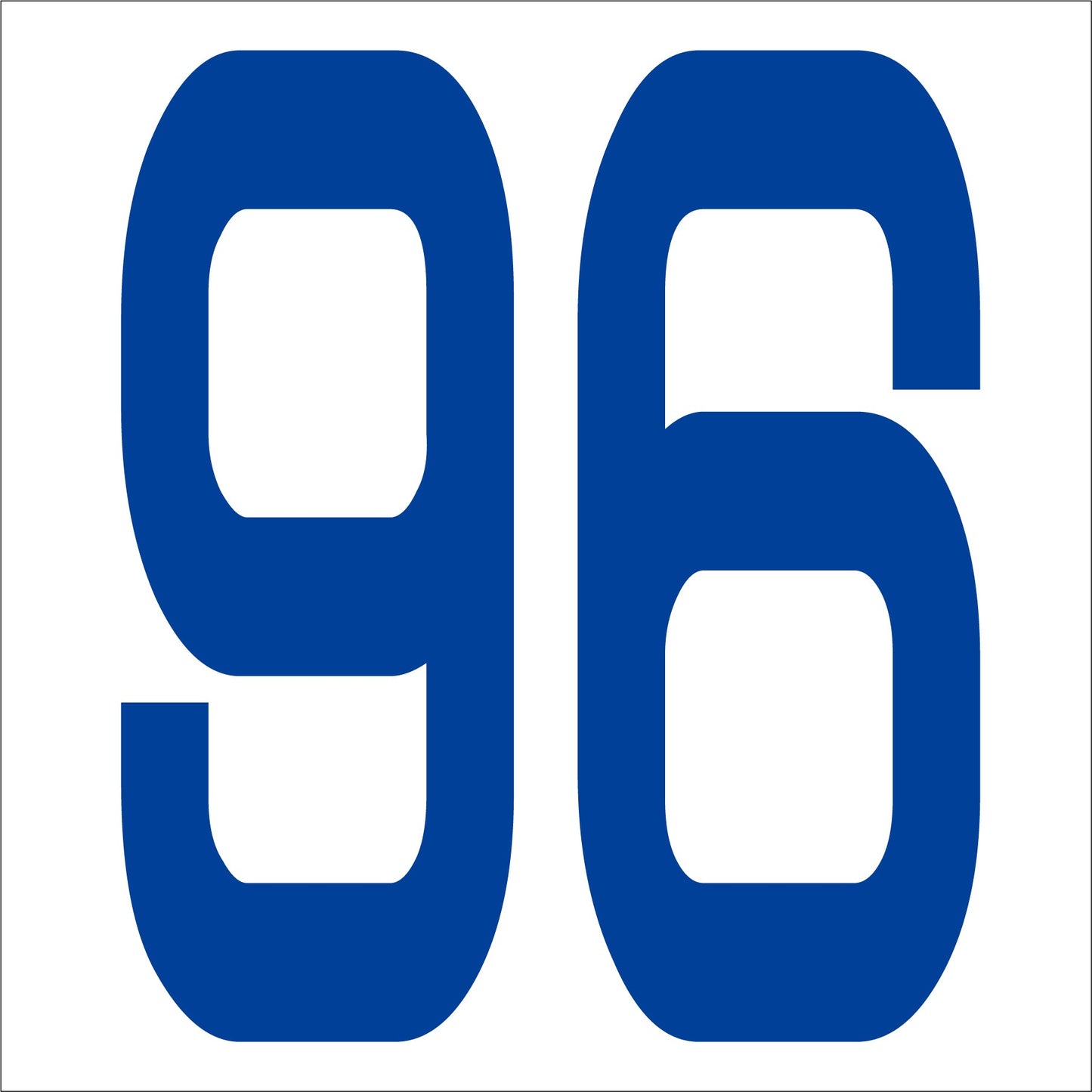 カッティングステッカー 数字96 文字高100mm 青