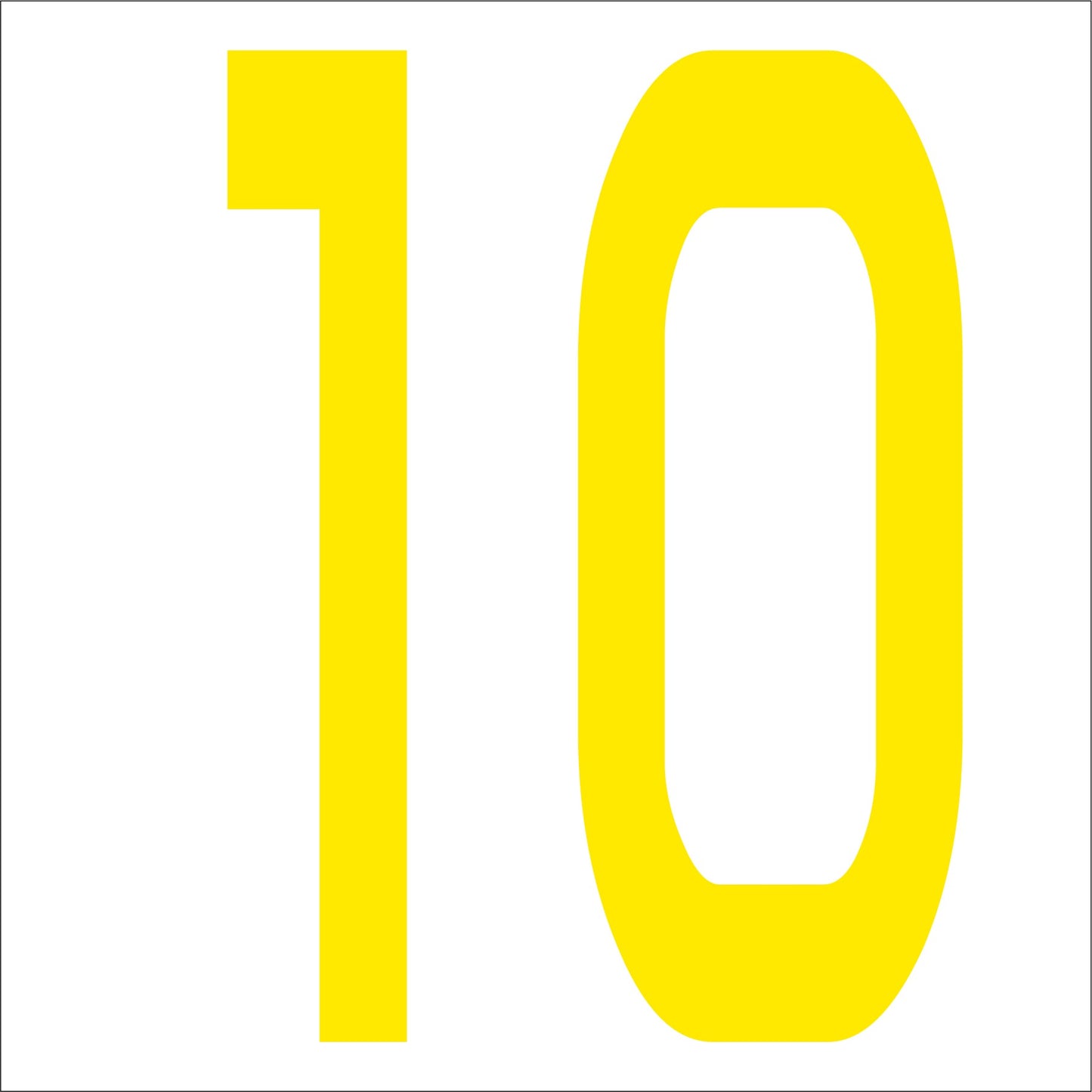 カッティングステッカー 数字10 文字高100mm 黄