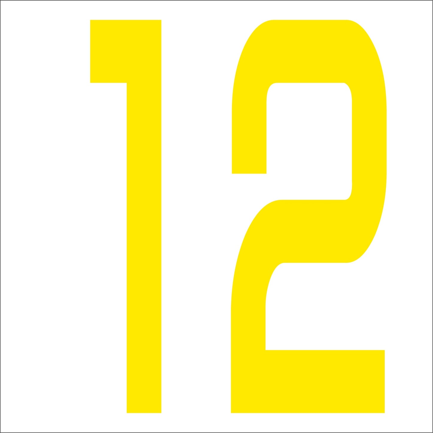 カッティングステッカー 数字12 文字高100mm 黄
