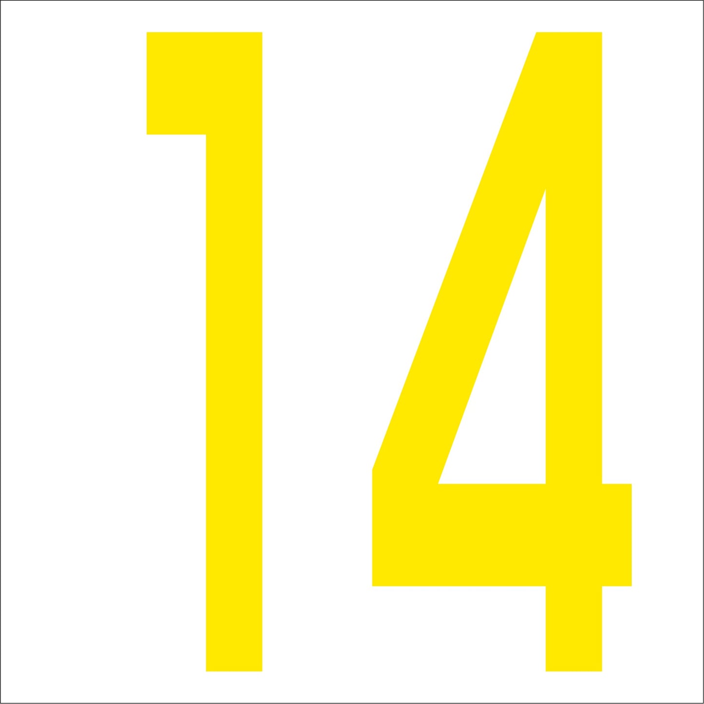 カッティングステッカー 数字14 文字高100mm 黄