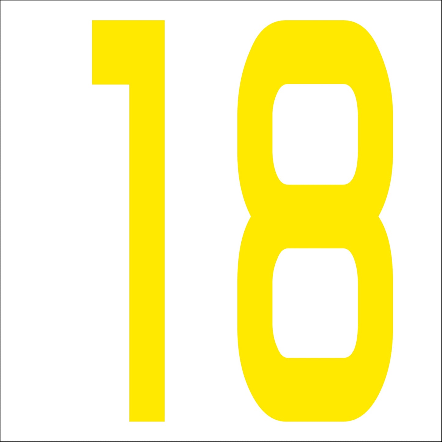 カッティングステッカー 数字18 文字高100mm 黄