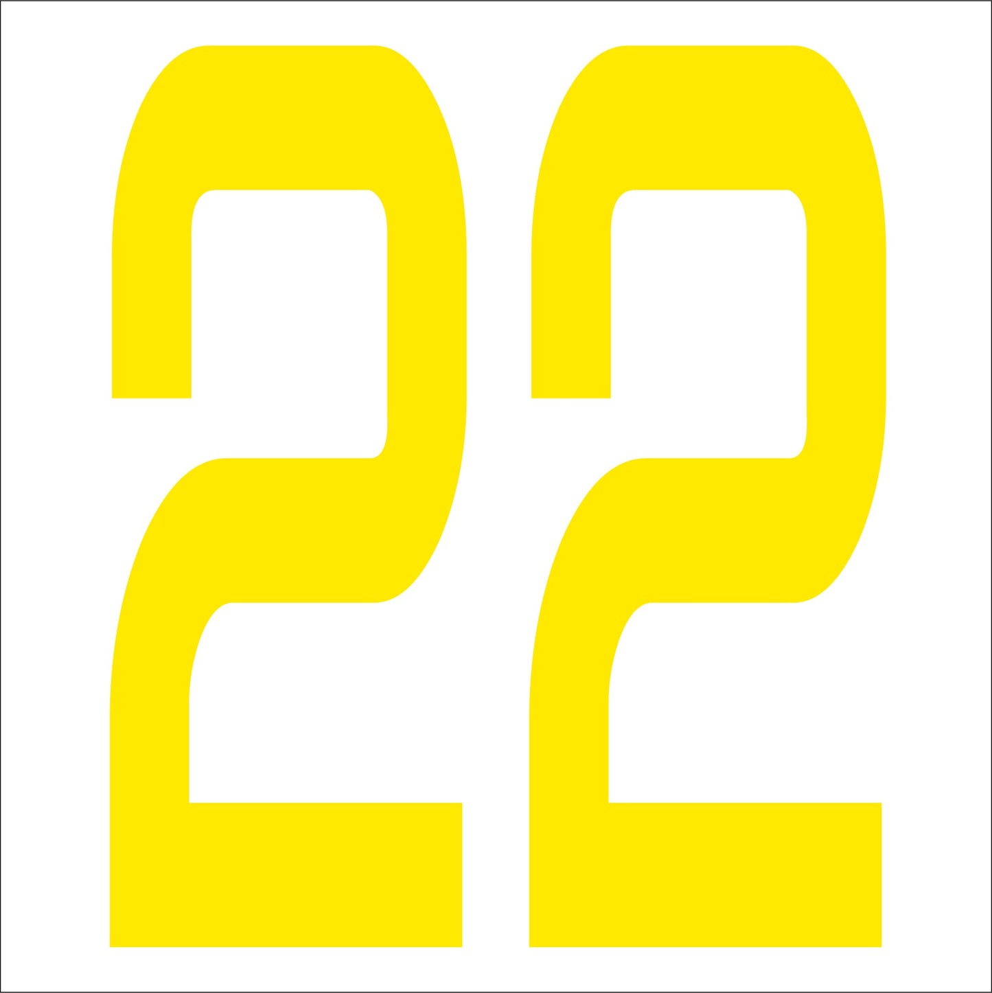 カッティングステッカー 数字22 文字高100mm 黄