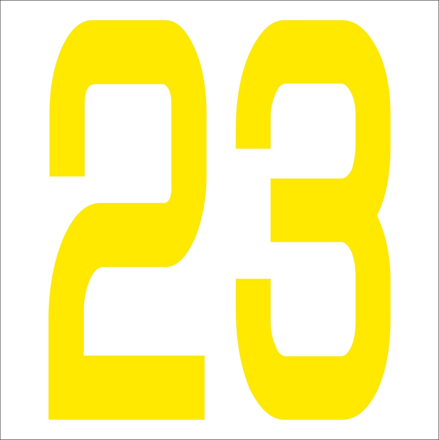 カッティングステッカー 数字23 文字高100mm 黄