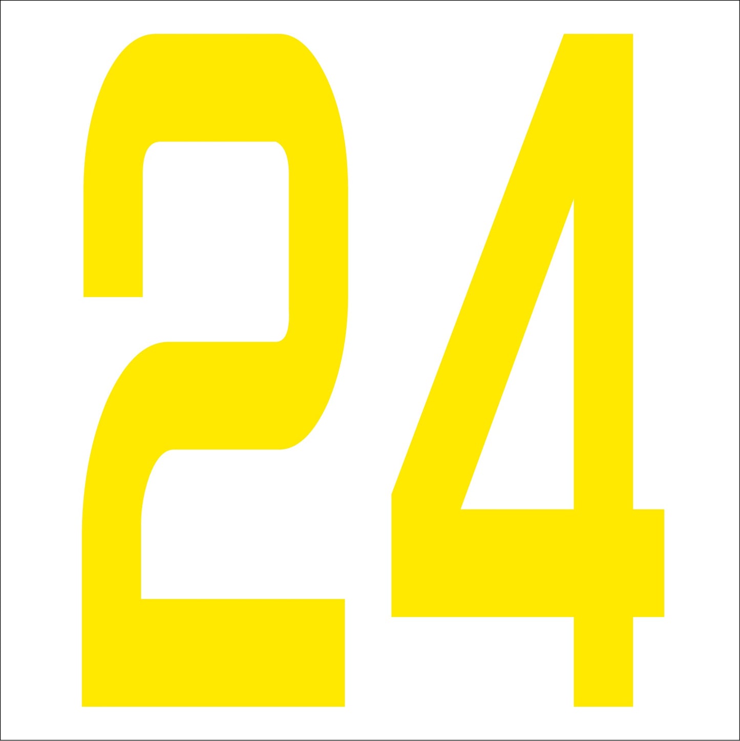 カッティングステッカー 数字24 文字高100mm 黄