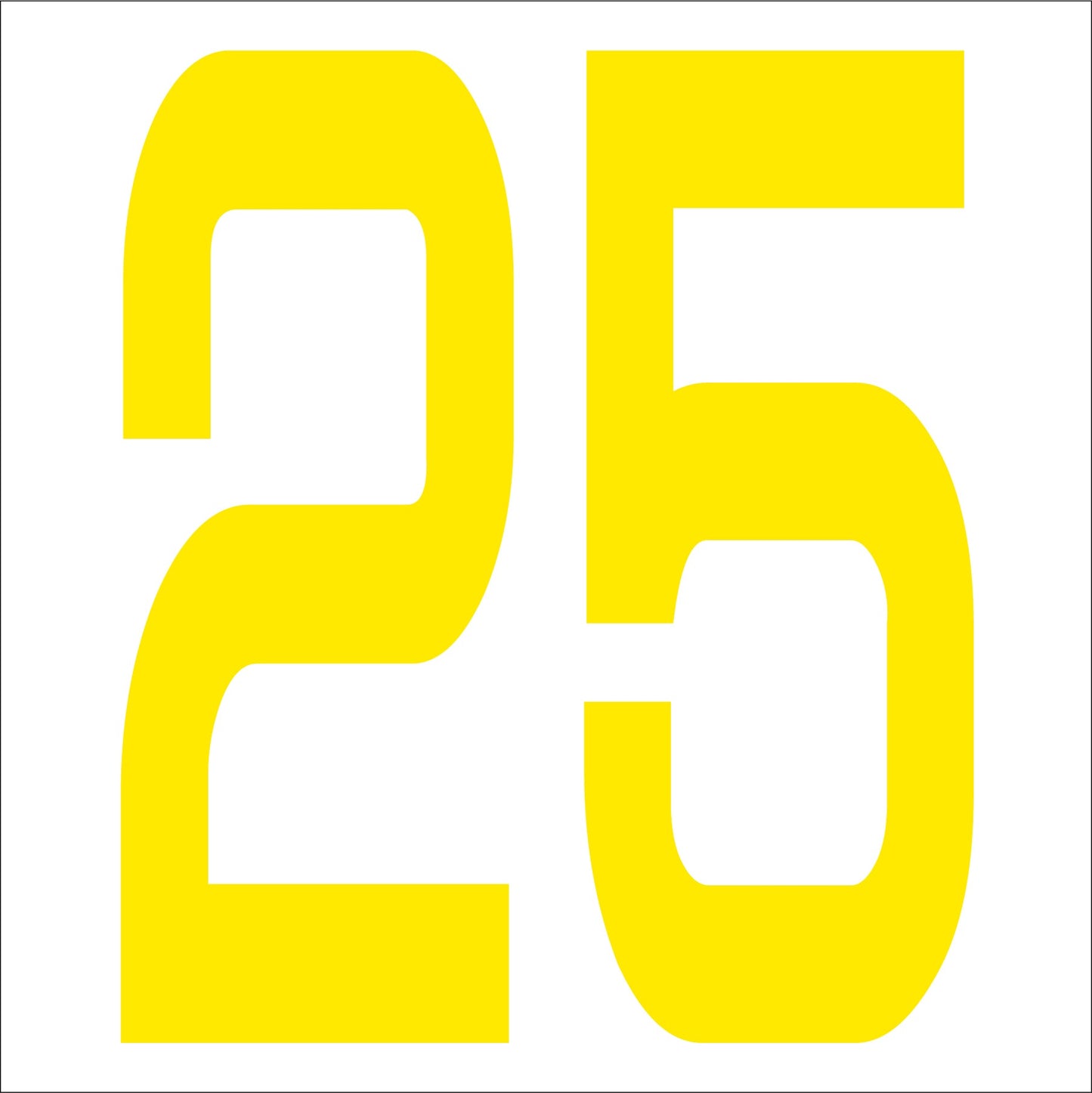 カッティングステッカー 数字25 文字高100mm 黄