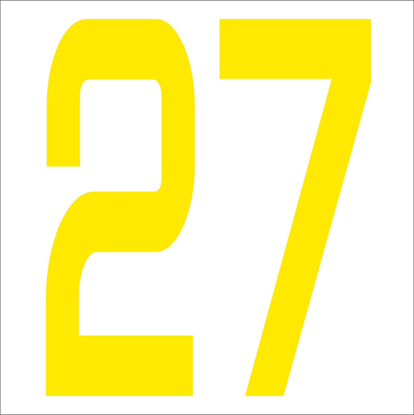 カッティングステッカー 数字27 文字高100mm 黄