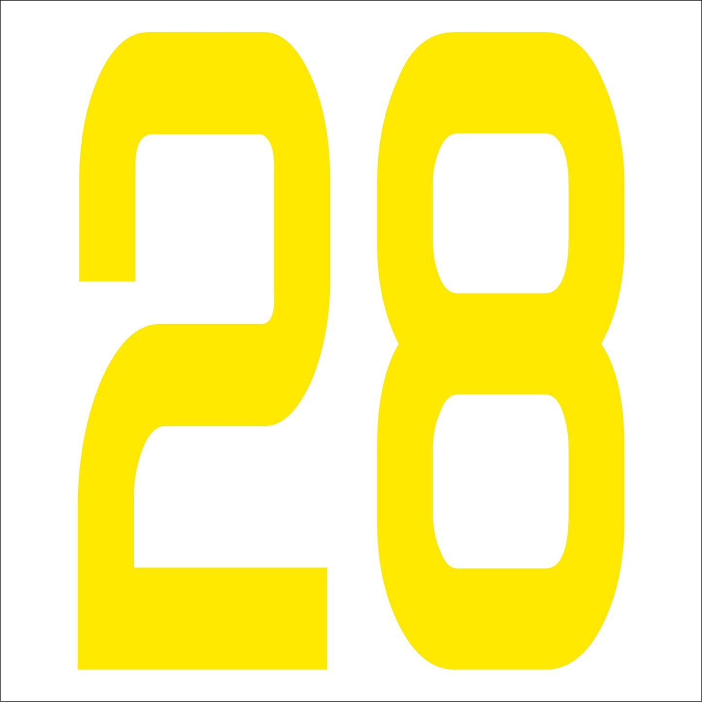 カッティングステッカー 数字28 文字高100mm 黄