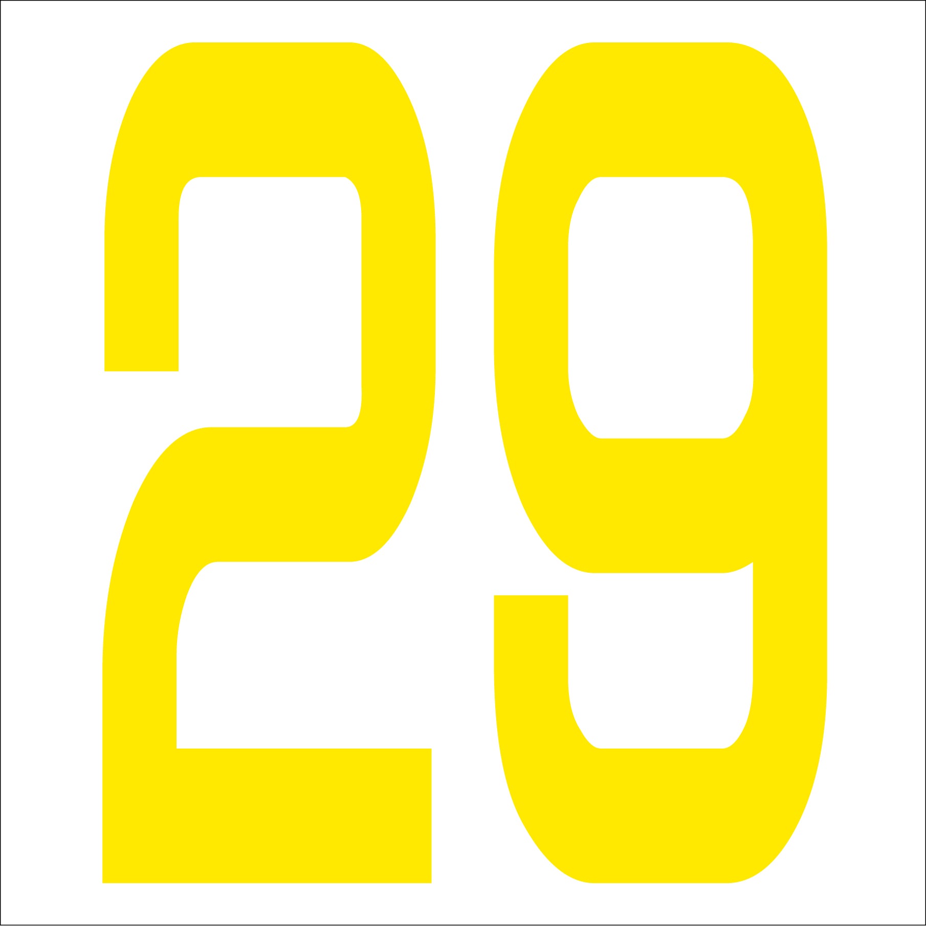 カッティングステッカー 数字29 文字高100mm 黄 – GREEN