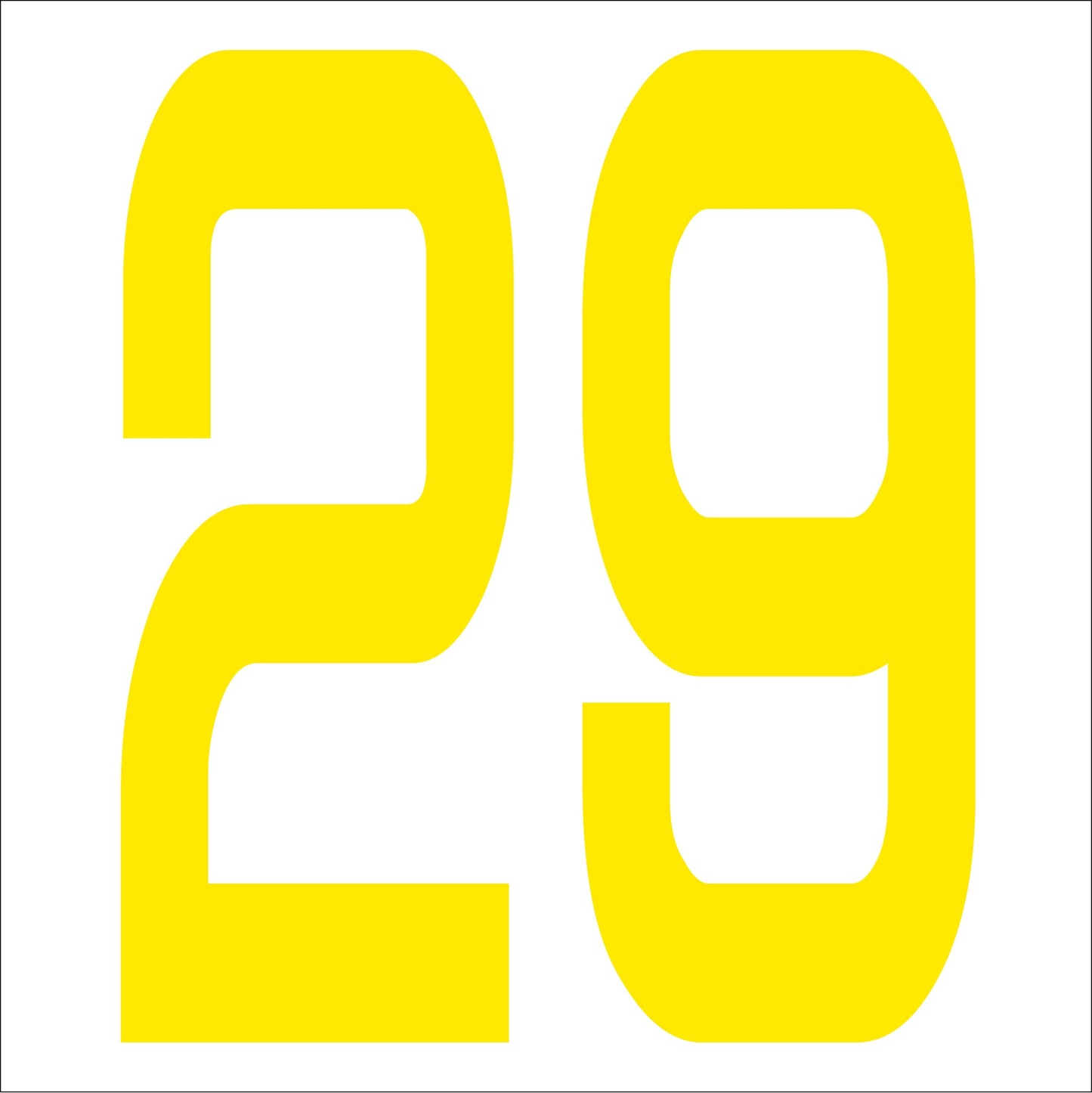 カッティングステッカー 数字29 文字高100mm 黄