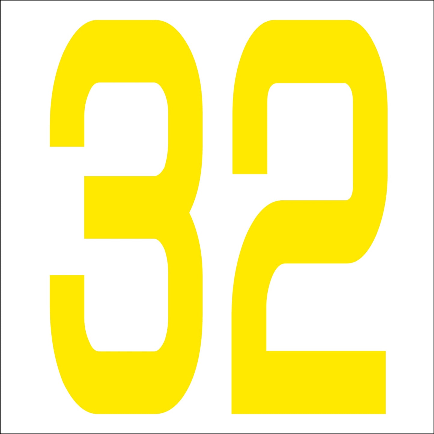 カッティングステッカー 数字32 文字高100mm 黄