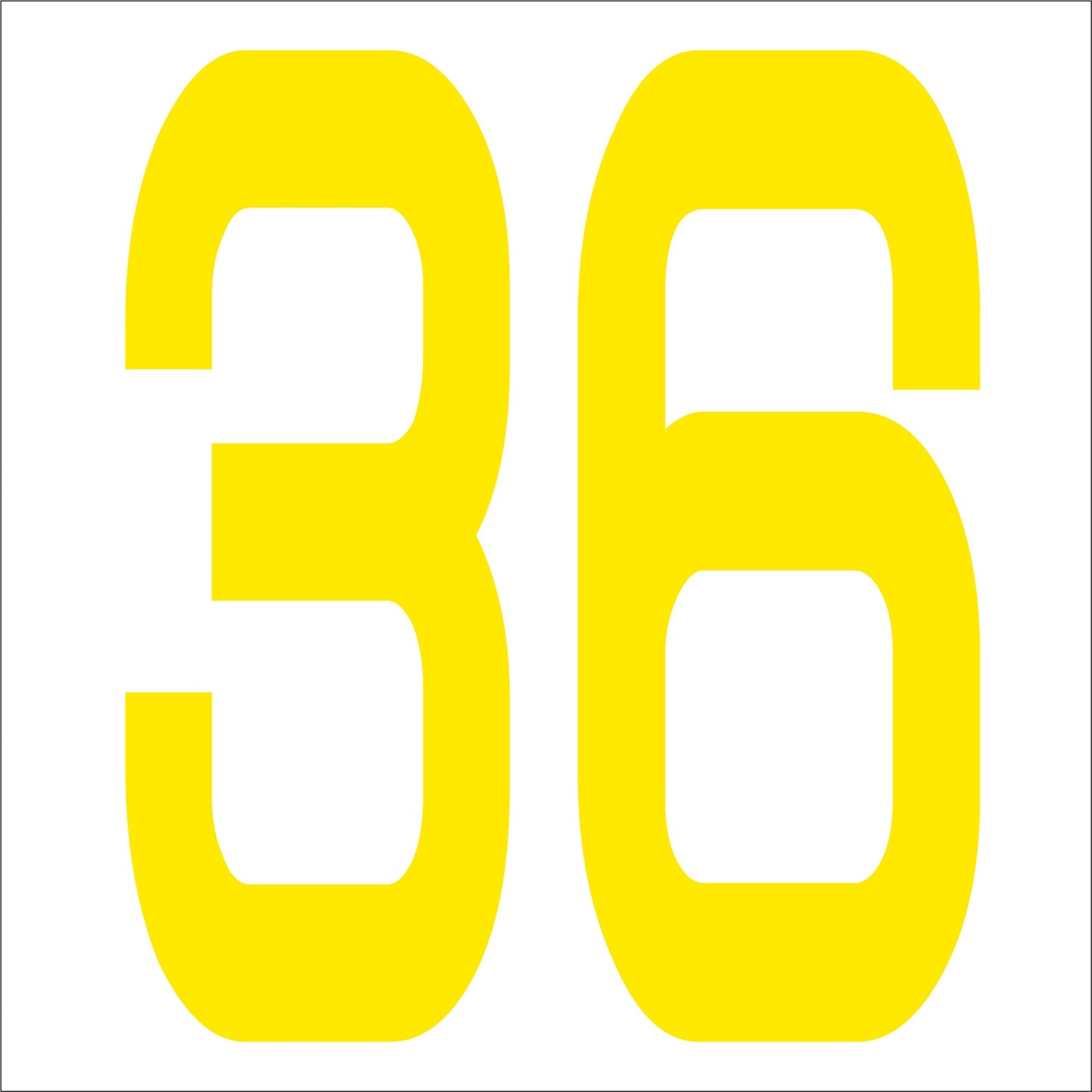 カッティングステッカー 数字36 文字高100mm 黄