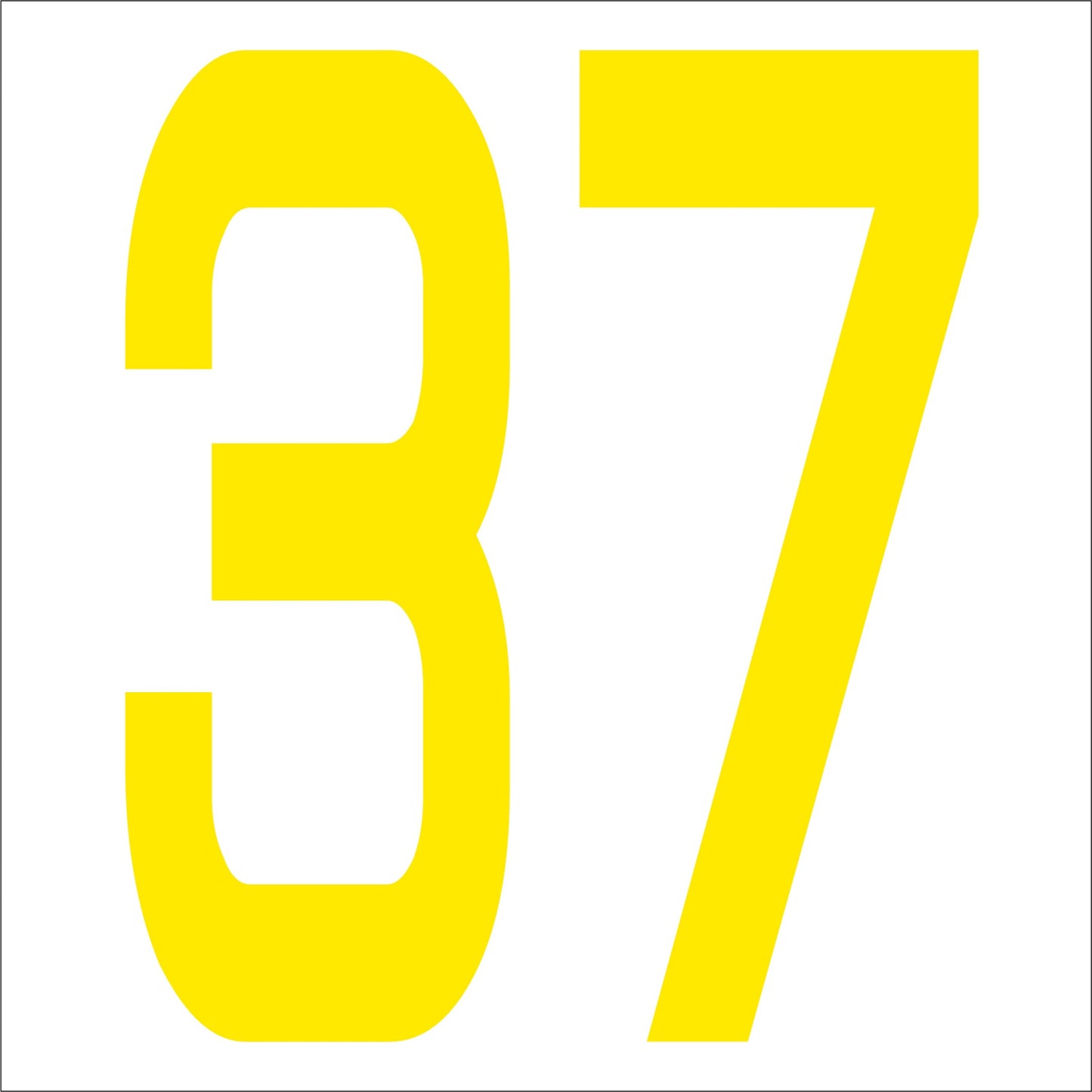 カッティングステッカー 数字37 文字高100mm 黄