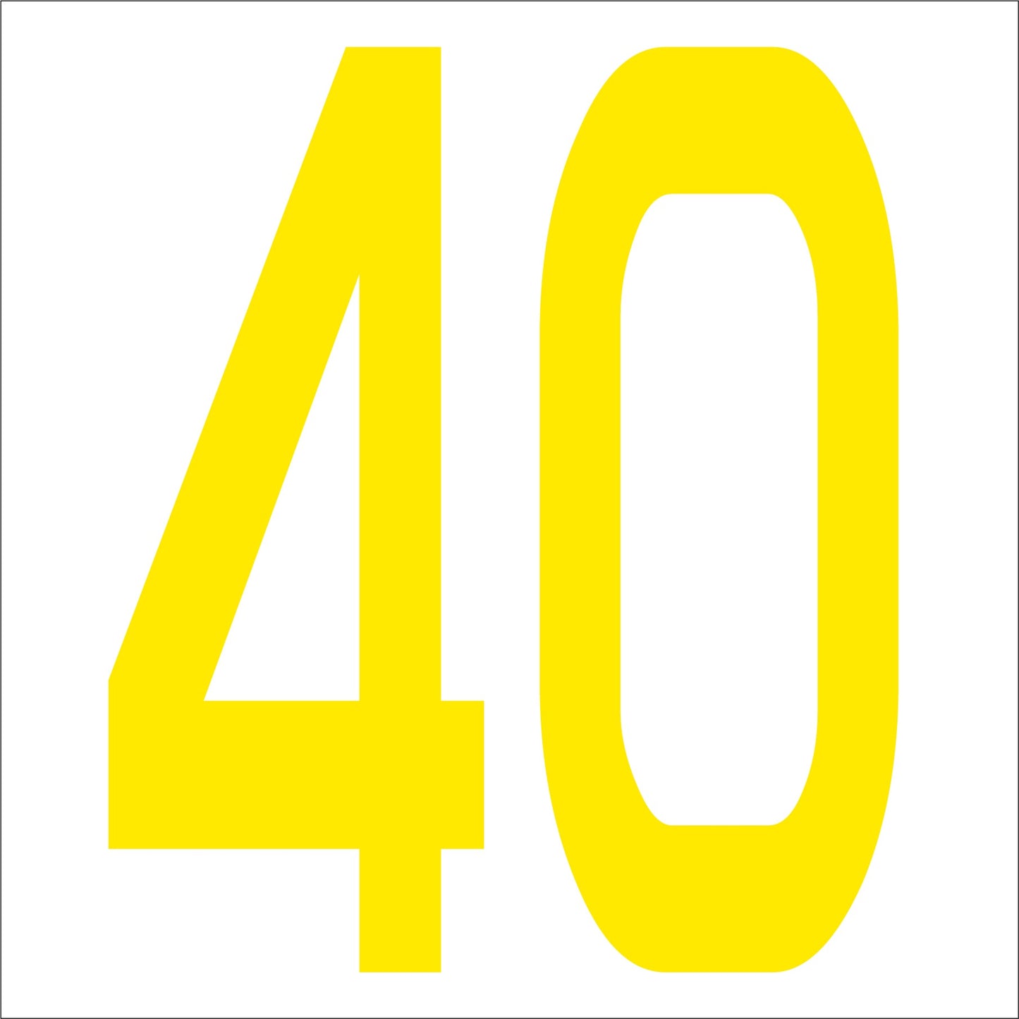 カッティングステッカー 数字40 文字高100mm 黄