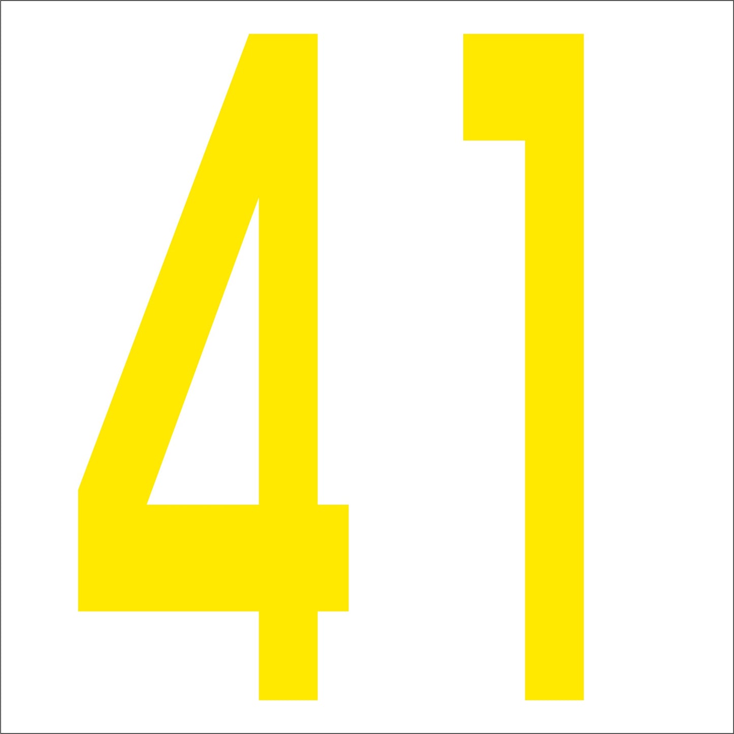 カッティングステッカー 数字41 文字高100mm 黄