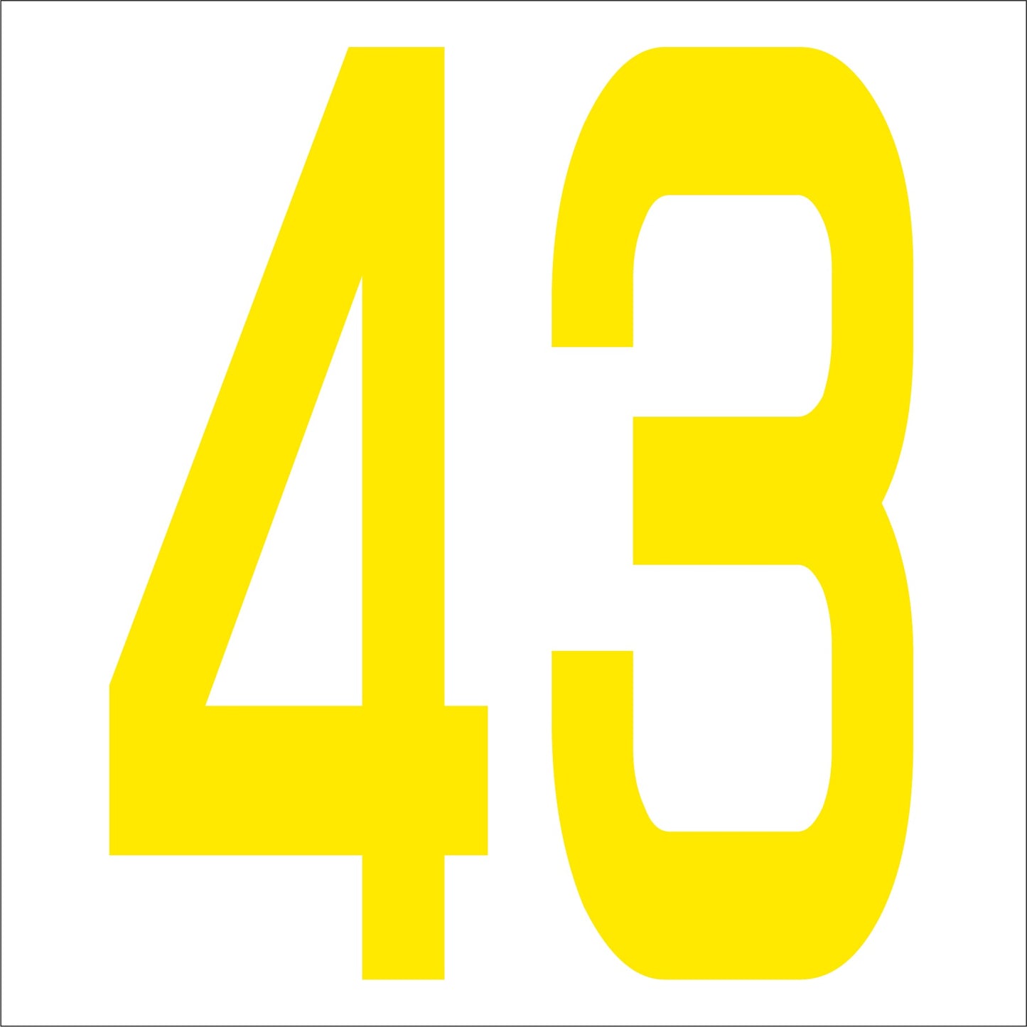 カッティングステッカー 数字43 文字高100mm 黄