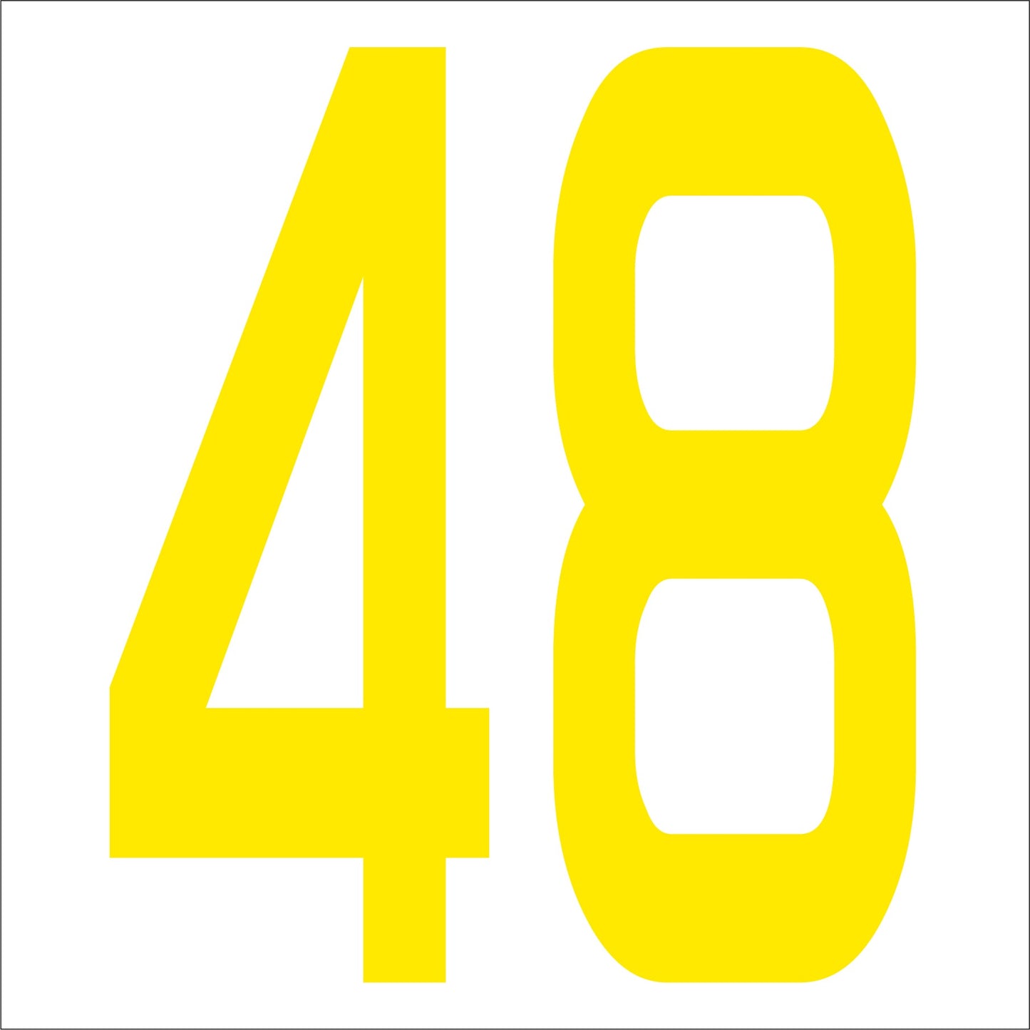 カッティングステッカー 数字48 文字高100mm 黄
