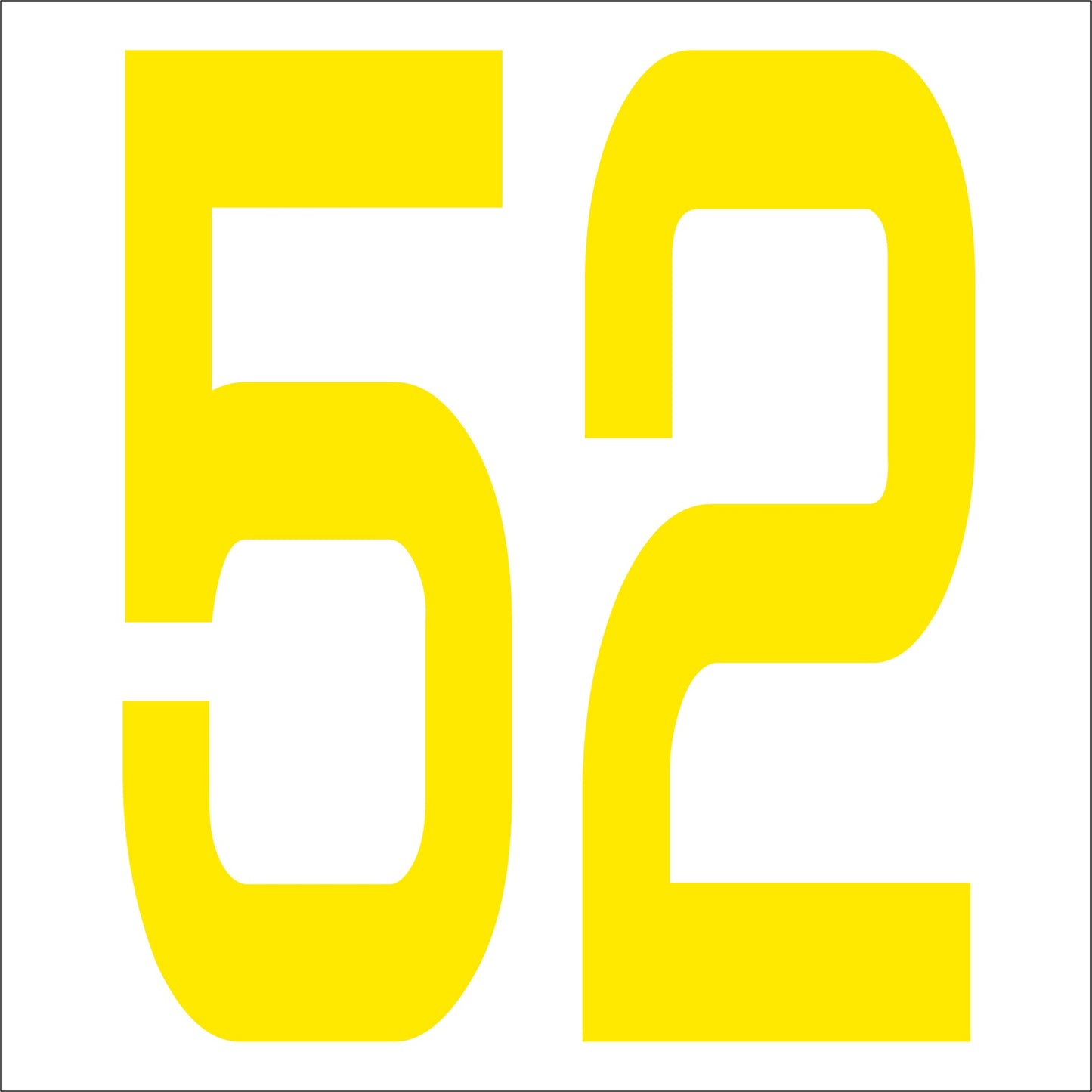 カッティングステッカー 数字52 文字高100mm 黄