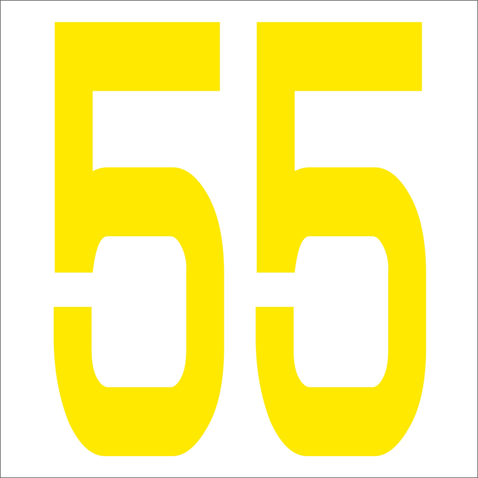 カッティングステッカー 数字55 文字高100mm 黄 – GREEN CROSS