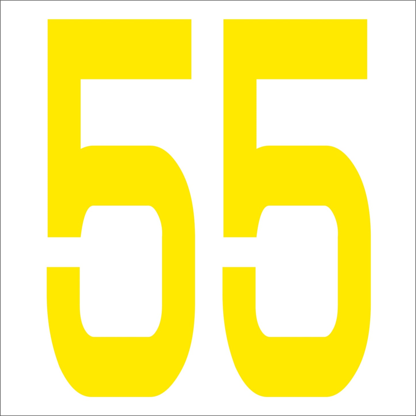カッティングステッカー 数字55 文字高100mm 黄
