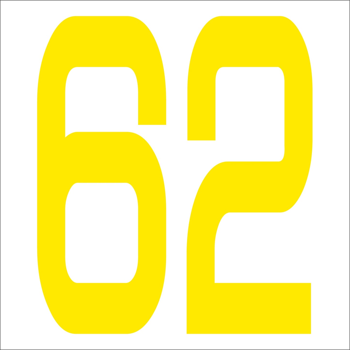 カッティングステッカー 数字62 文字高100mm 黄