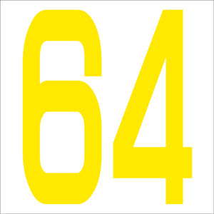 カッティングステッカー 数字64 文字高100mm 黄