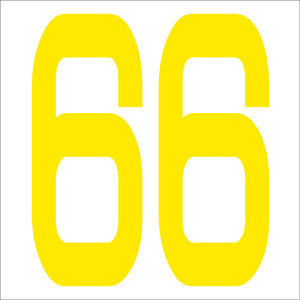 カッティングステッカー 数字66 文字高100mm 黄