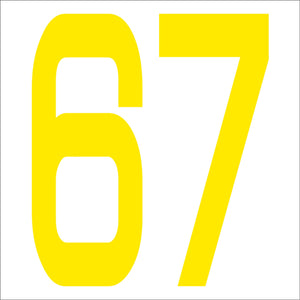 カッティングステッカー 数字67 文字高100mm 黄