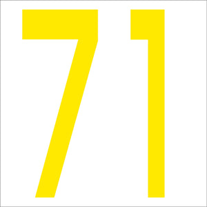 カッティングステッカー 数字71 文字高100mm 黄
