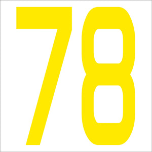 カッティングステッカー 数字78 文字高100mm 黄
