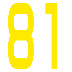 カッティングステッカー 数字81 文字高100mm 黄
