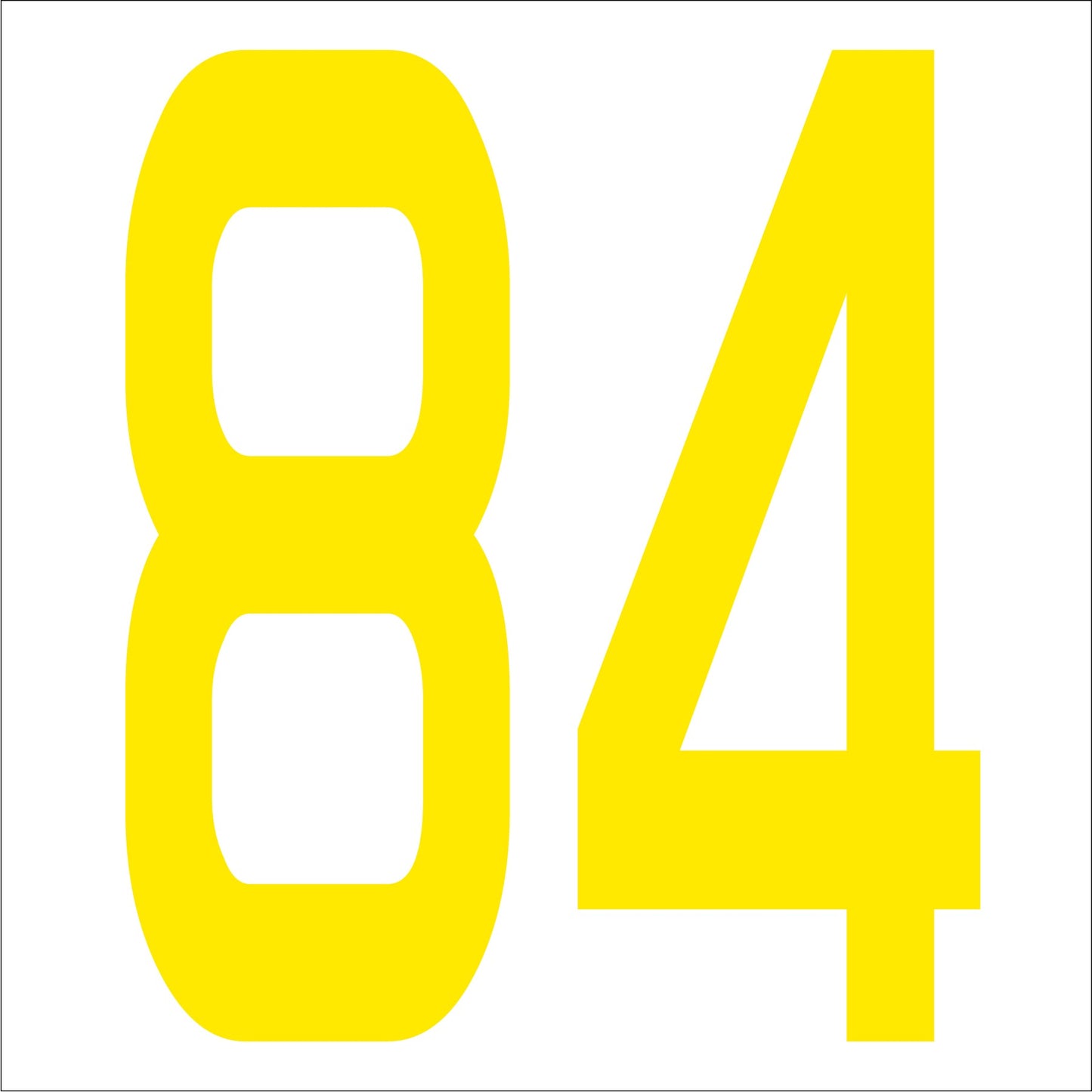 カッティングステッカー 数字84 文字高100mm 黄