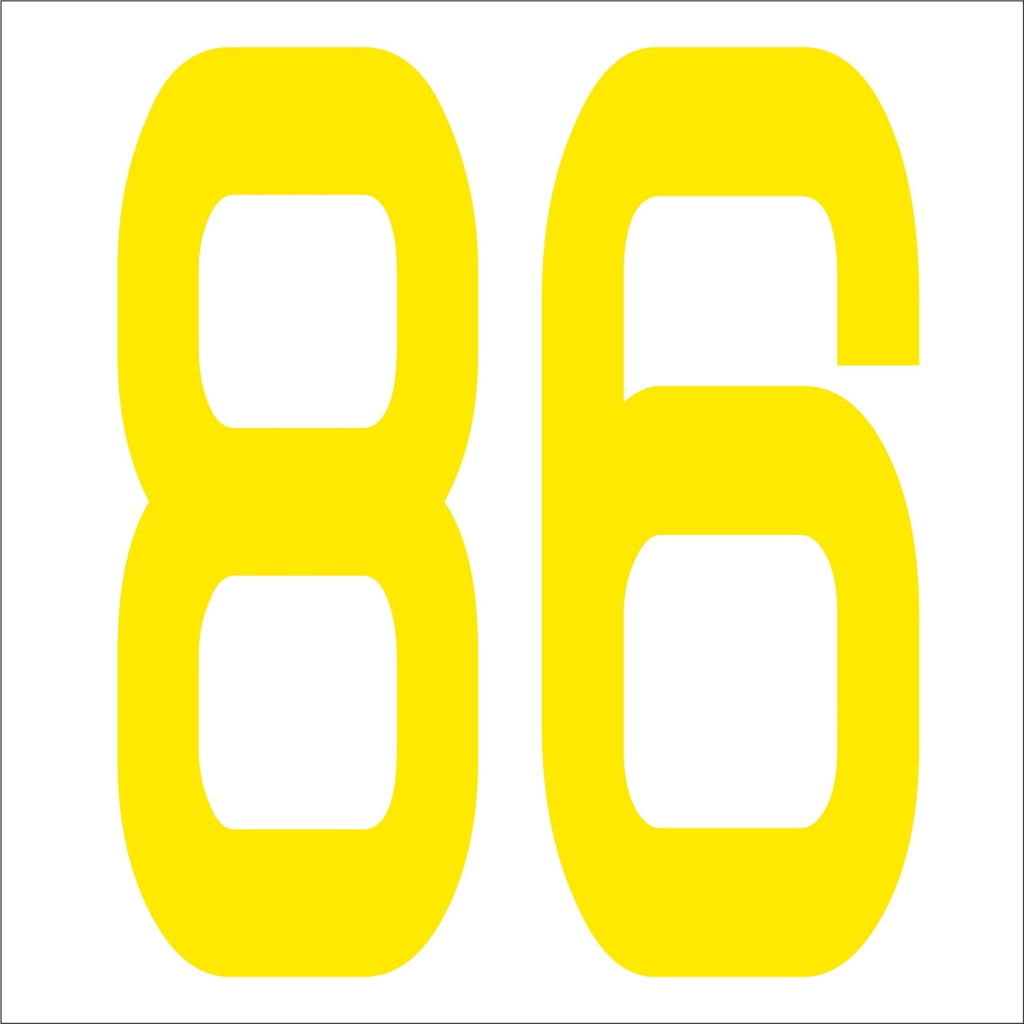 カッティングステッカー 数字86 文字高100mm 黄