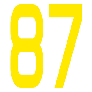 カッティングステッカー 数字87 文字高100mm 黄