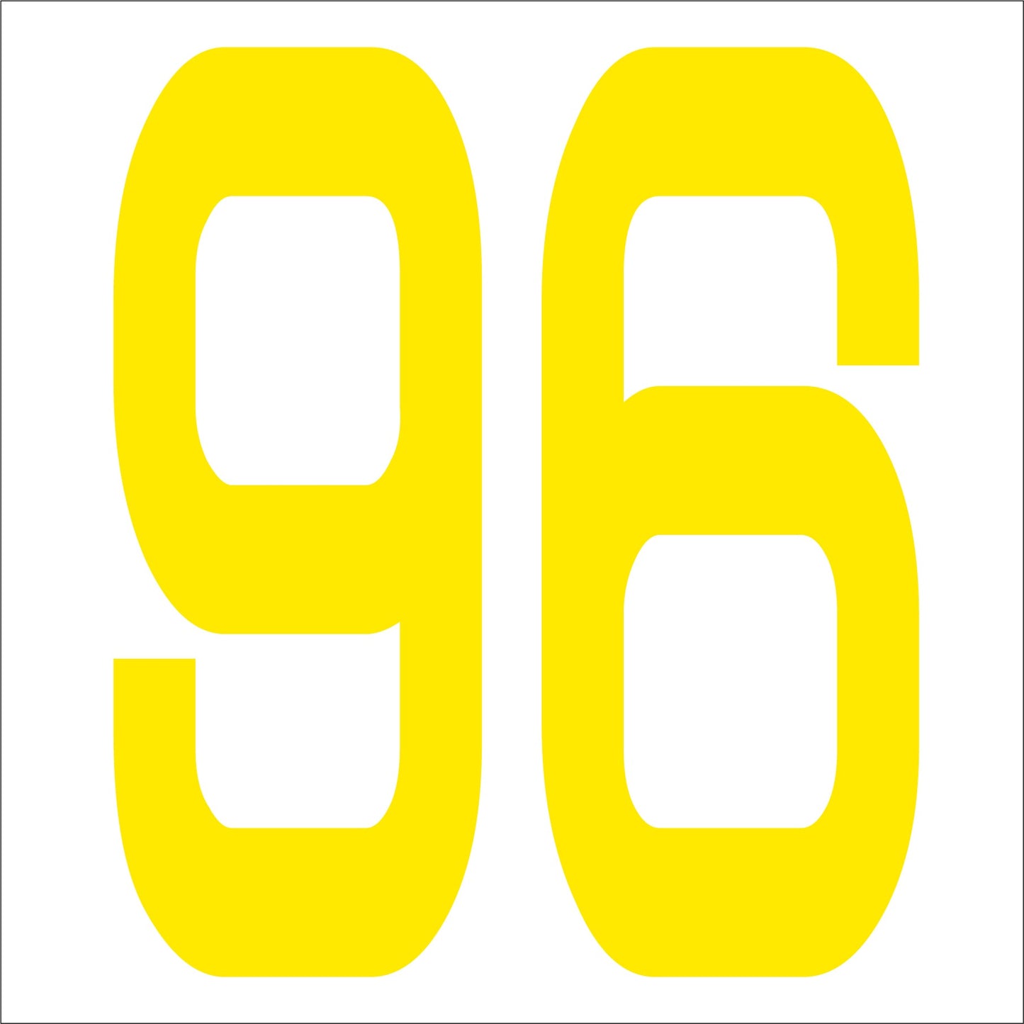 カッティングステッカー 数字96 文字高100mm 黄