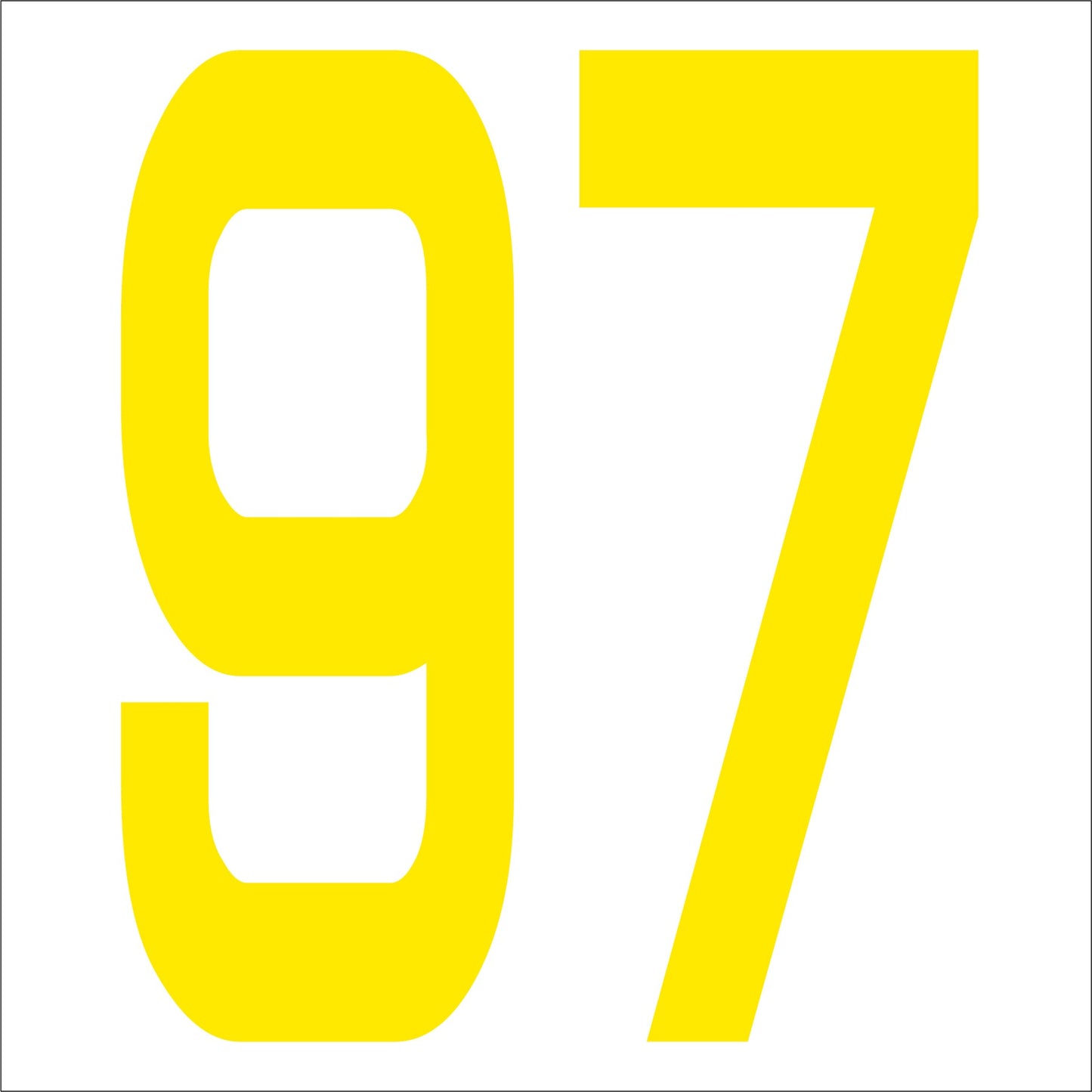カッティングステッカー 数字97 文字高100mm 黄