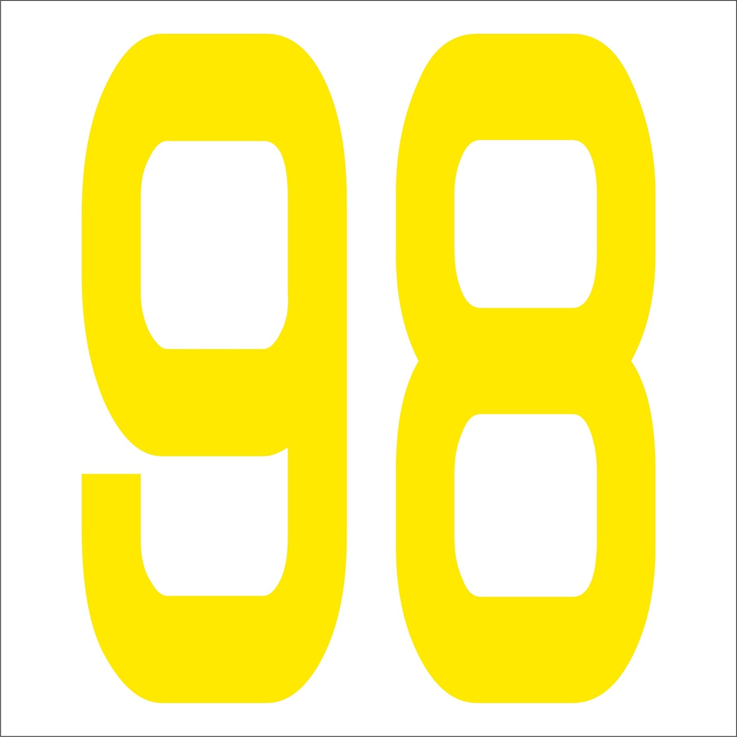 カッティングステッカー 数字98 文字高100mm 黄