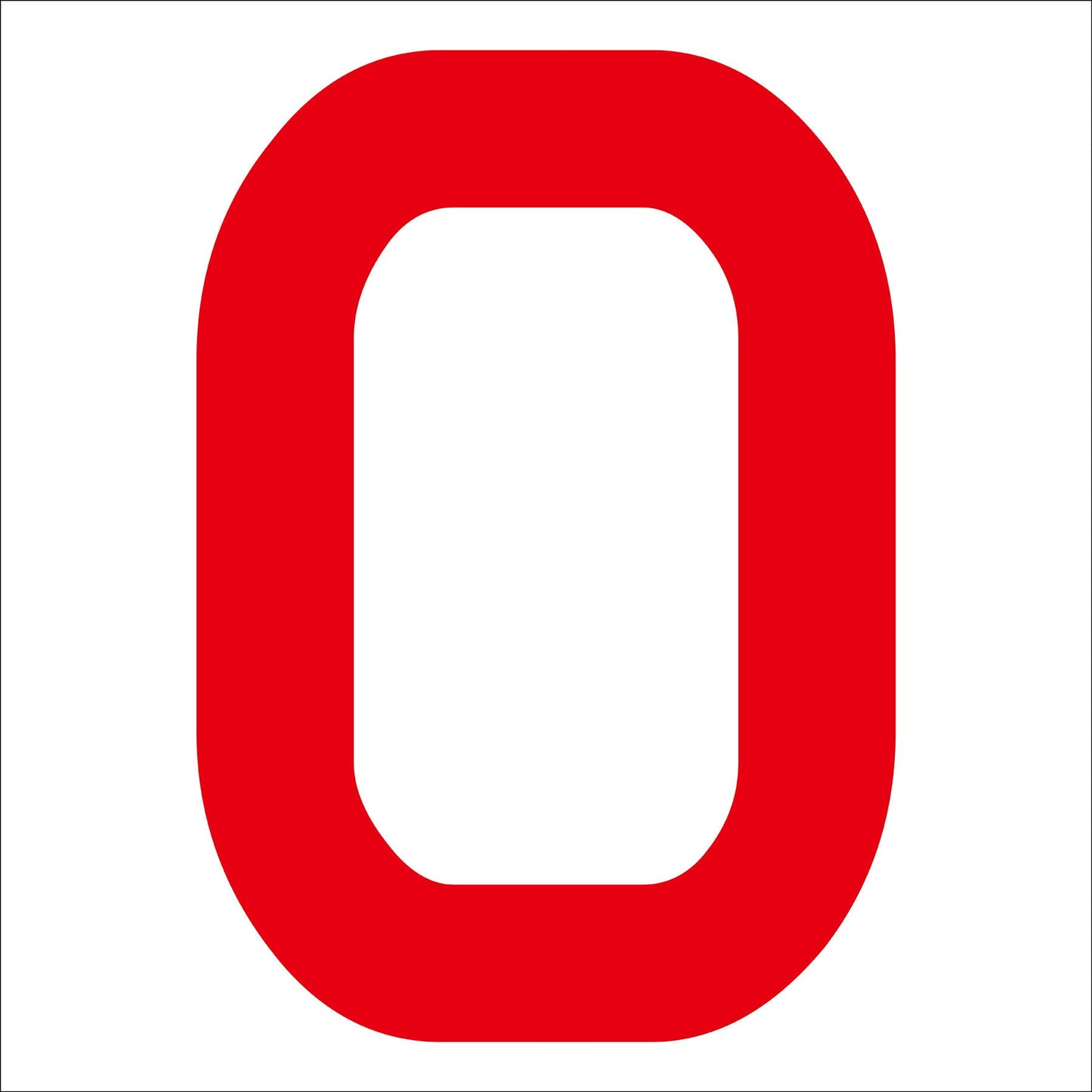 カッティングステッカー 数字0 文字高100mm 赤