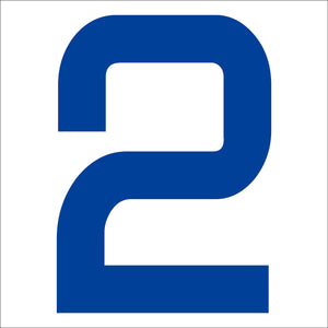 カッティングステッカー 数字2 文字高100mm 青