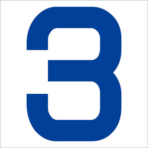 カッティングステッカー 数字3 文字高100mm 青